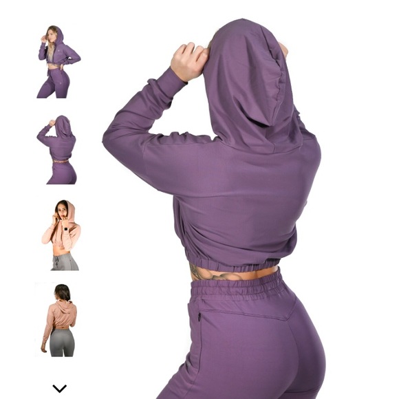 Til You Collapse Cropped Purple Hoodie - Picture 2 of 4